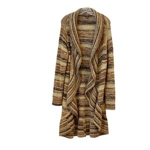 Waterfall ruffle open front duster cardigan